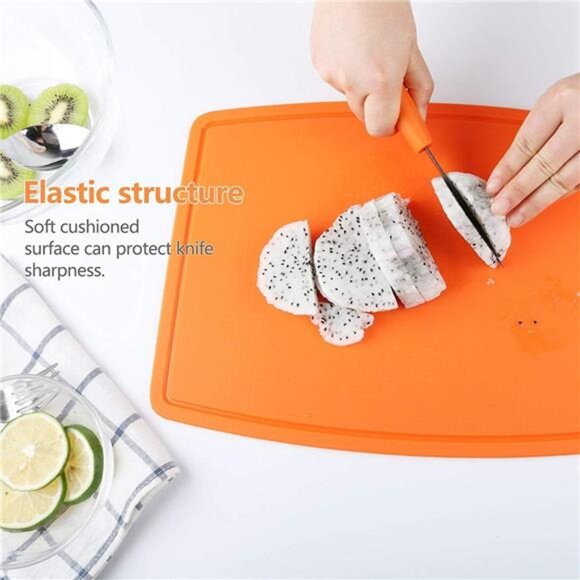Silicone Thick Cutting Boards Mats Set of 3pcs Foldable & Flexible Design Juice - Picture 3 of 7